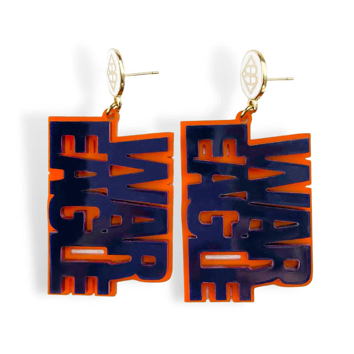 Navy and Orange WAR EAGLE Earrings