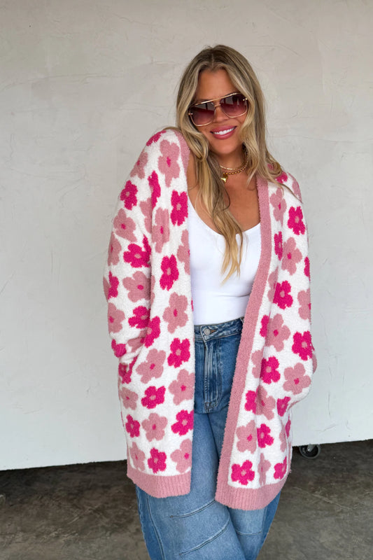 Cloud Cardigan | Pink Flowers