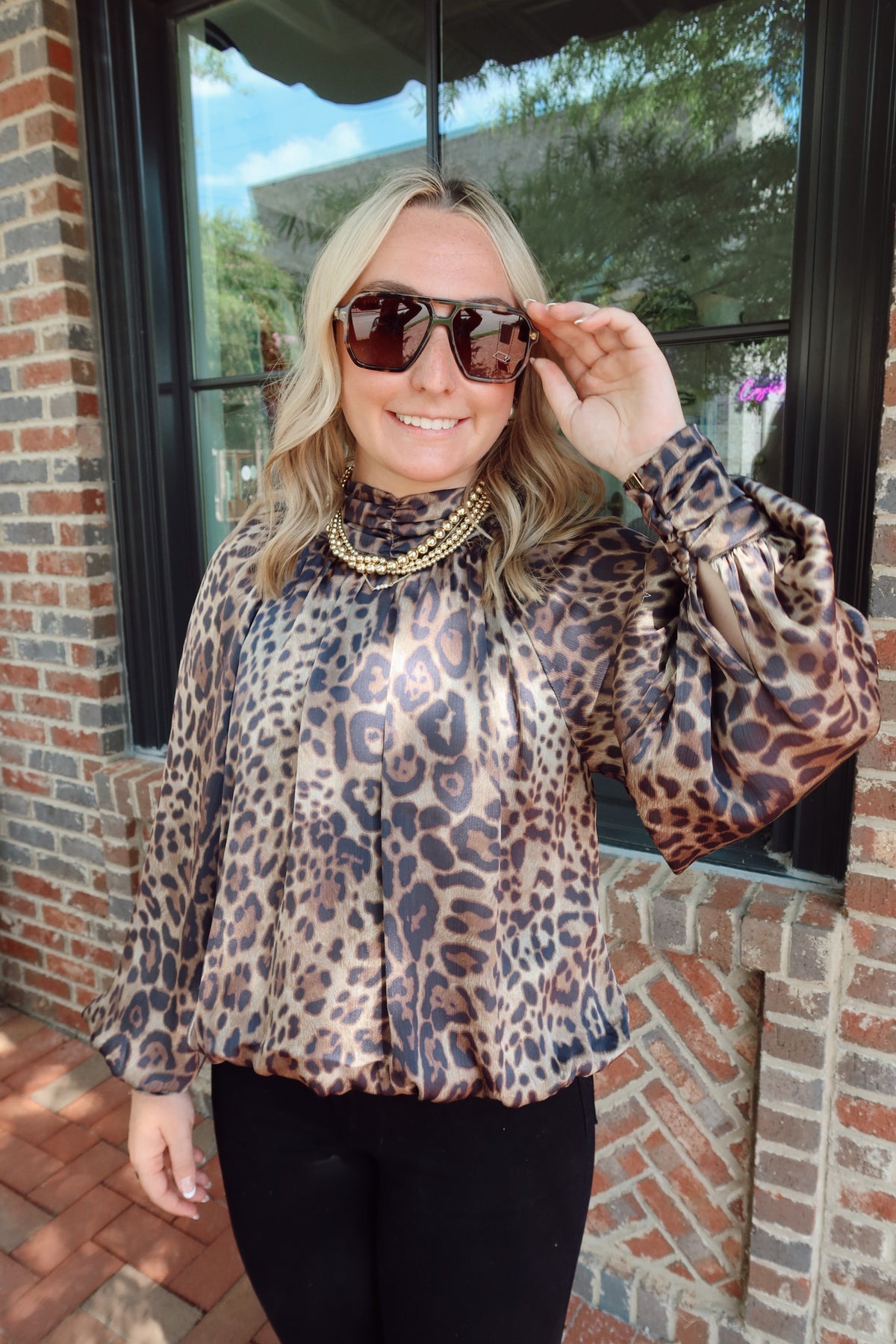 Leopard Print High Neck Top