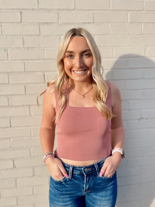 Mauve Knit Crop Tank