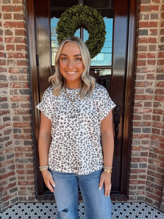 Grey Leopard Scuba Top