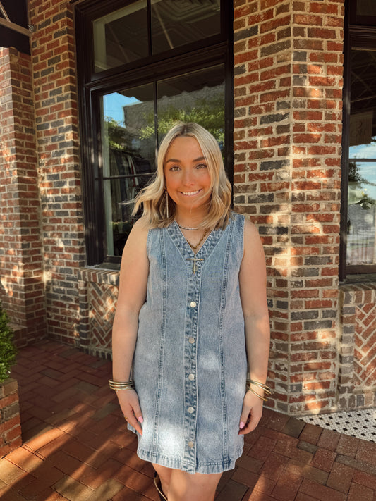 Shania Button Down Denim Dress