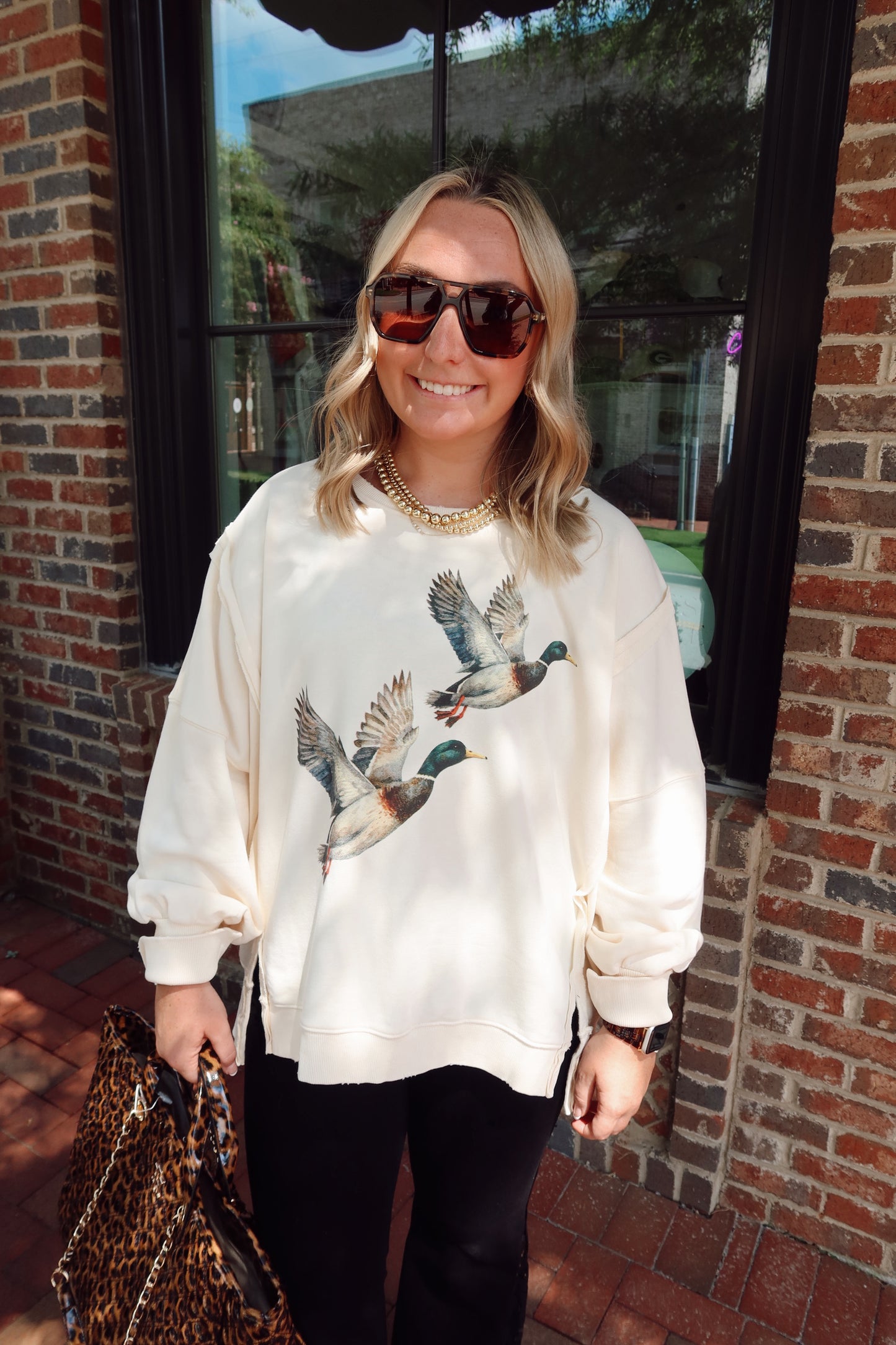 Stone Washed Flying Mallard Pullover