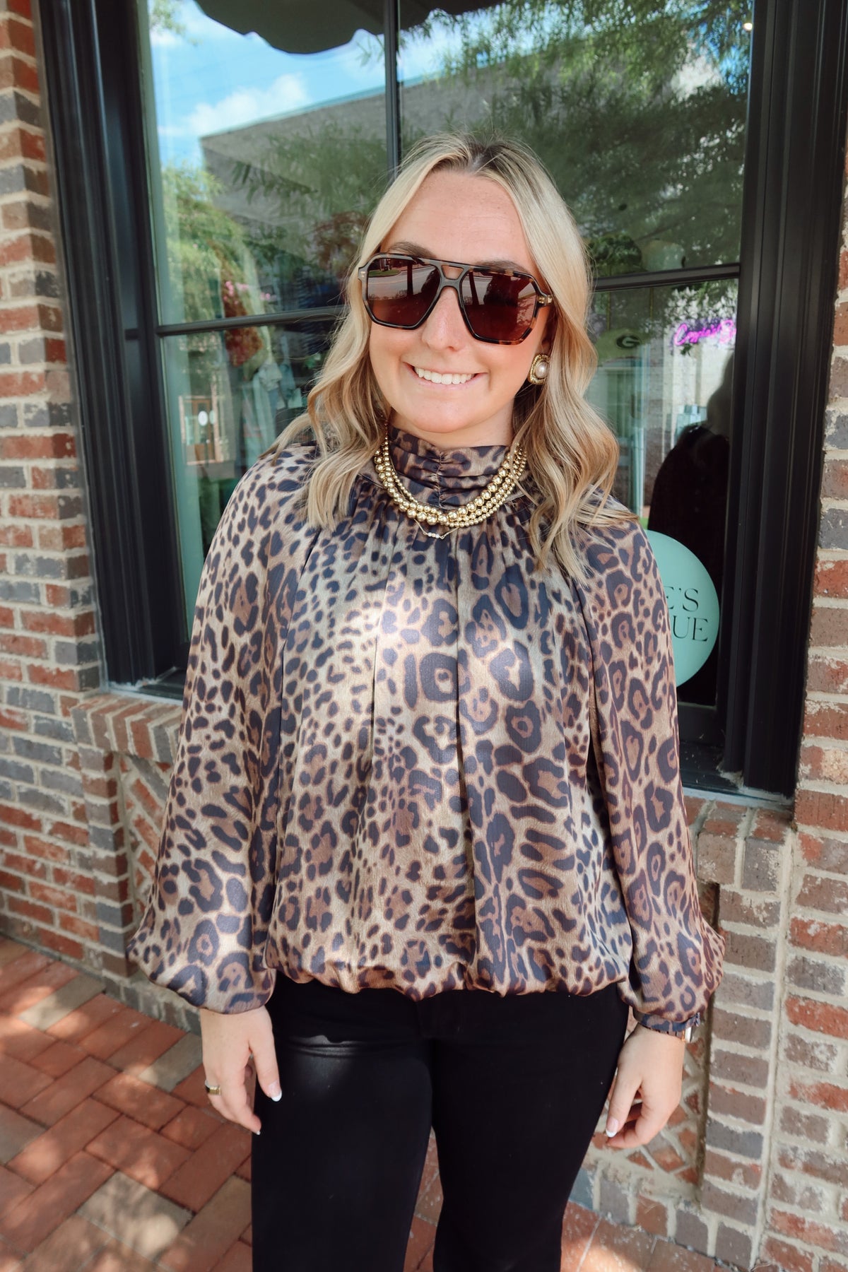 Leopard Print High Neck Top