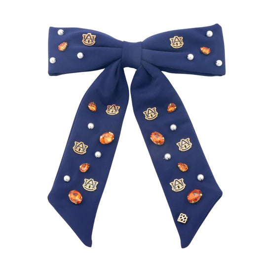 Navy Auburn Bow Barrette