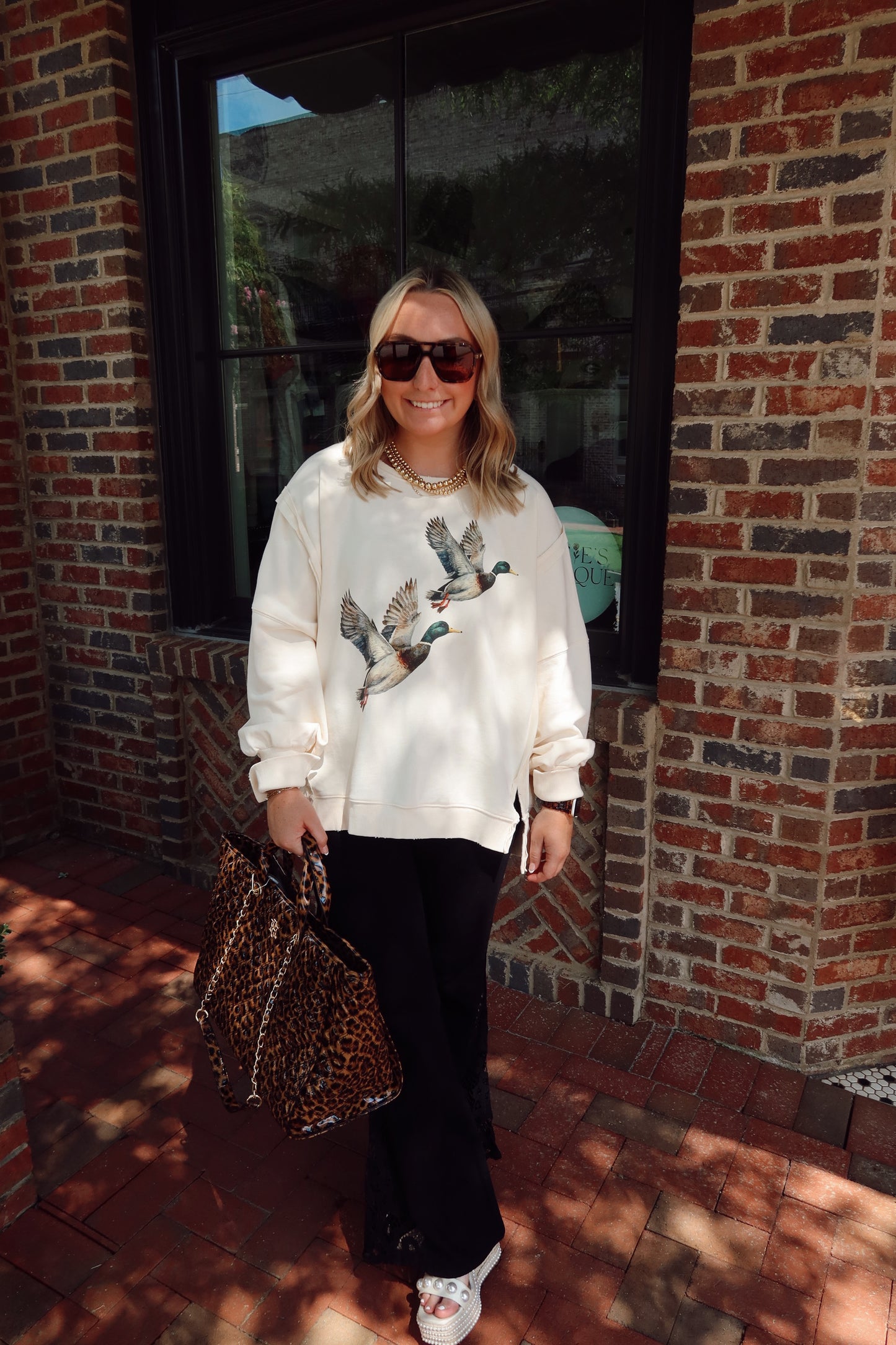 Stone Washed Flying Mallard Pullover