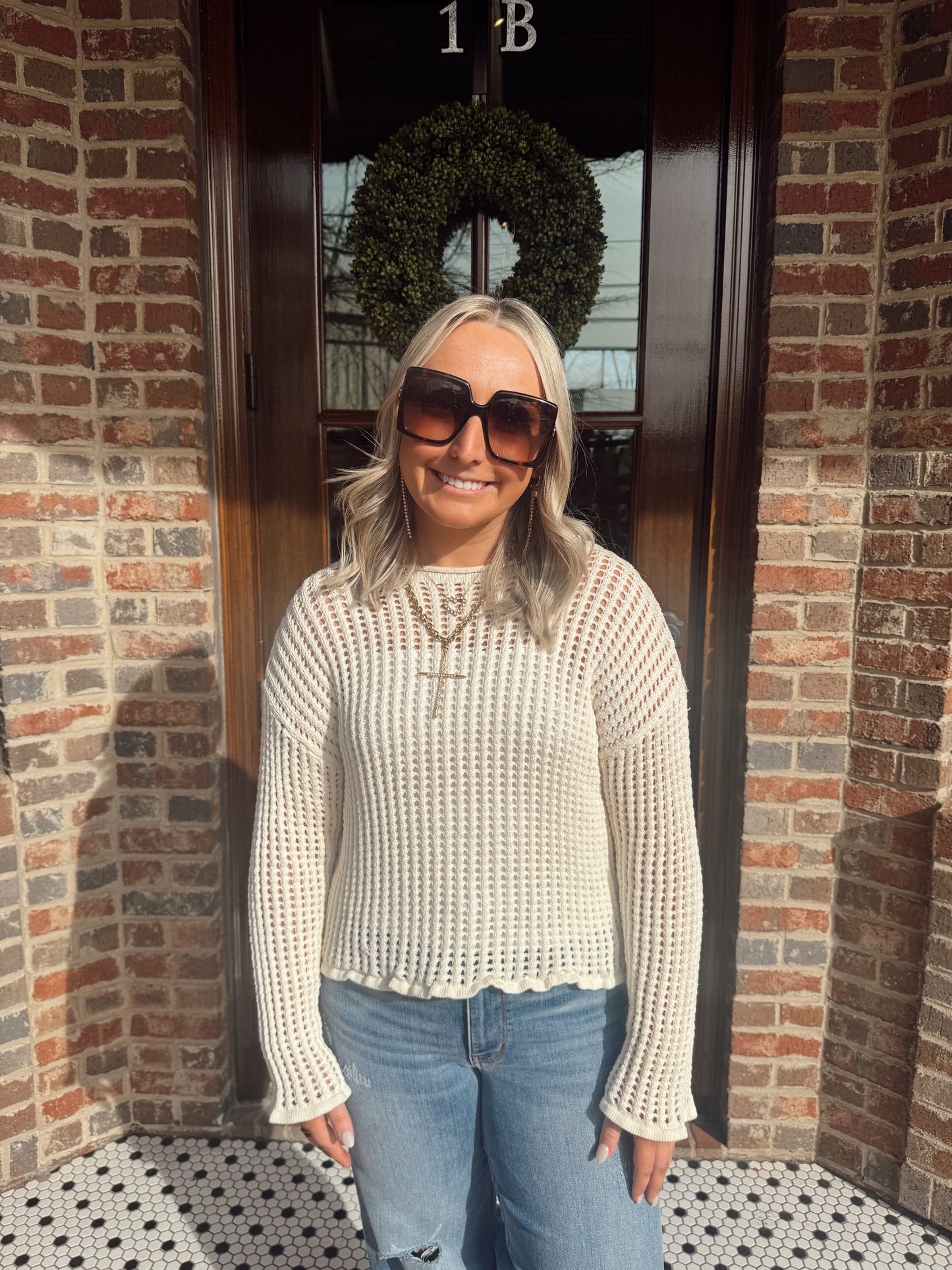 Cream Open Knit Sweater