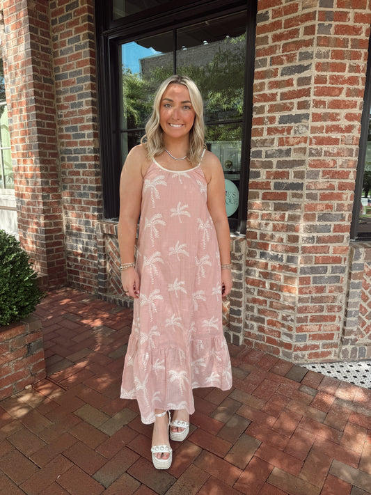 Blush Palm Paradise Dress