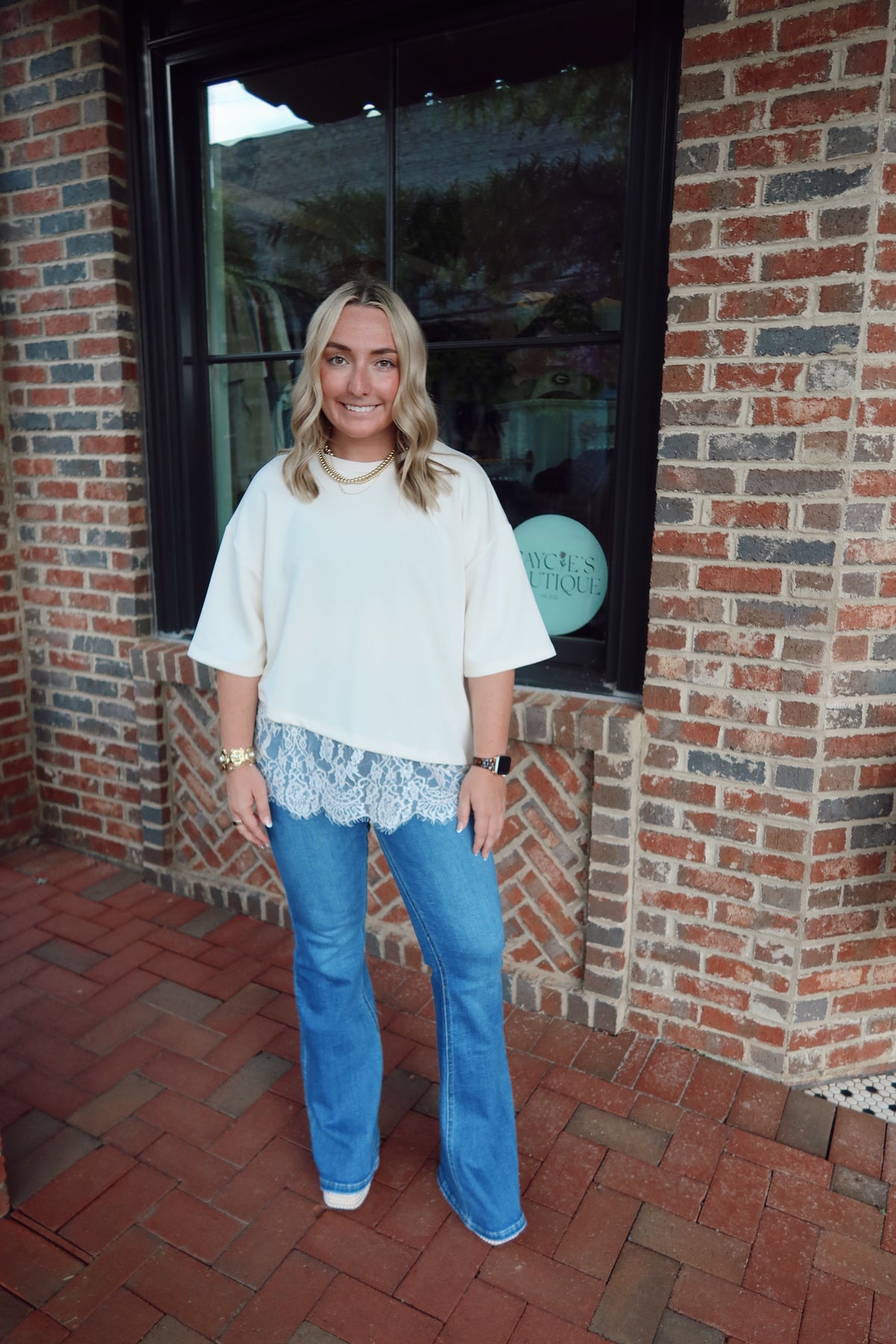 Ivory Lace Hem Top