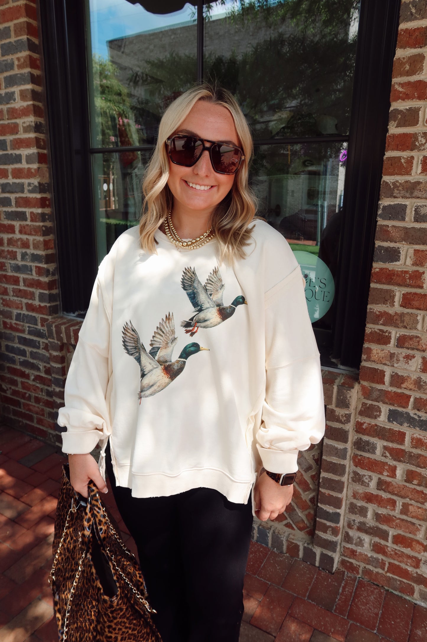 Stone Washed Flying Mallard Pullover