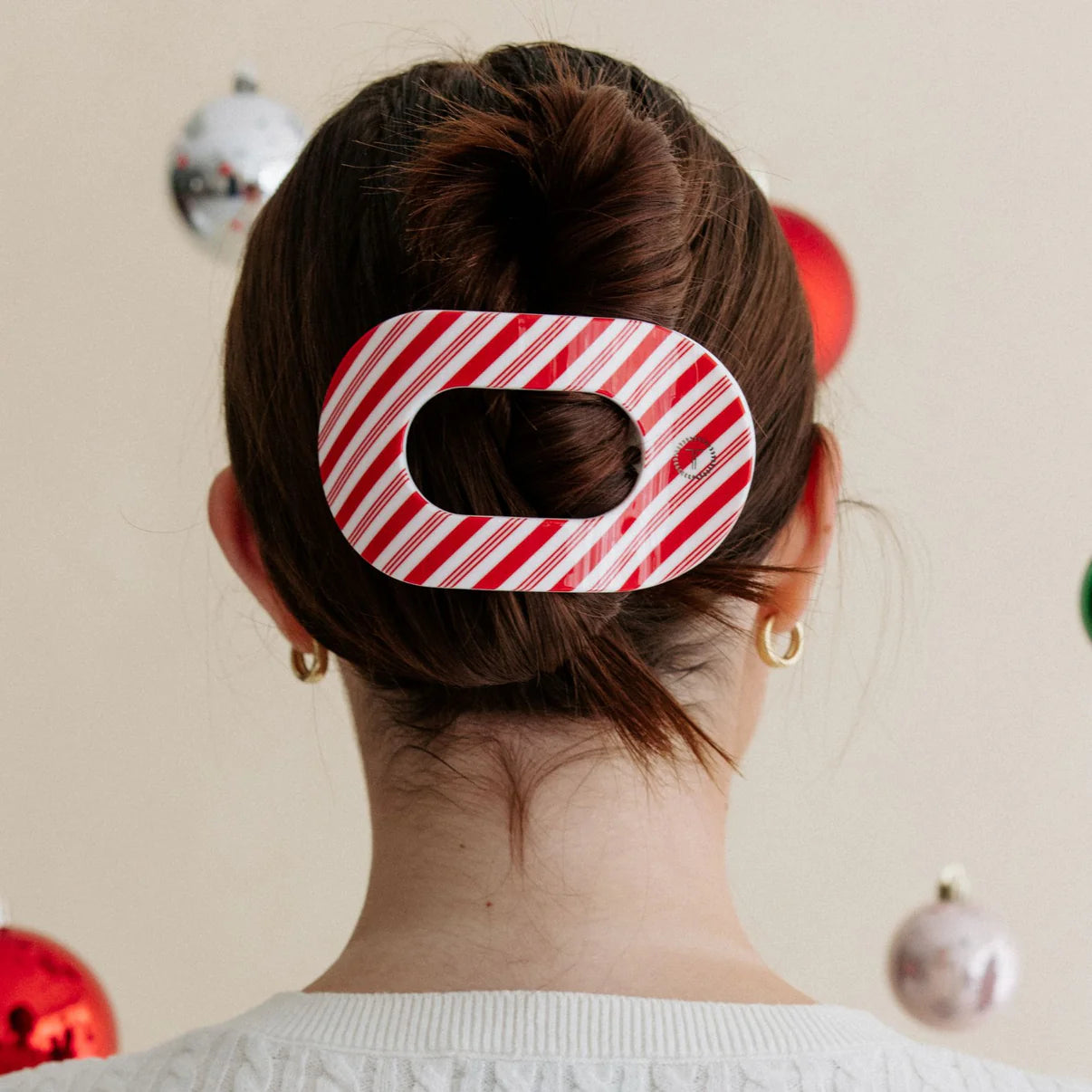 Teleties Flat Round Clip | Candy Cane Crush