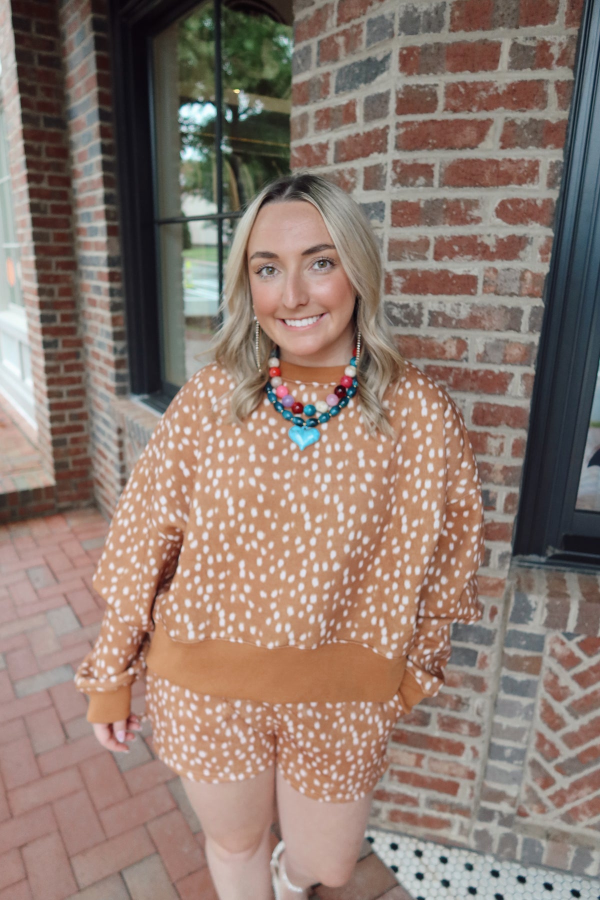 Deer Print Sweatshirt & Short Set