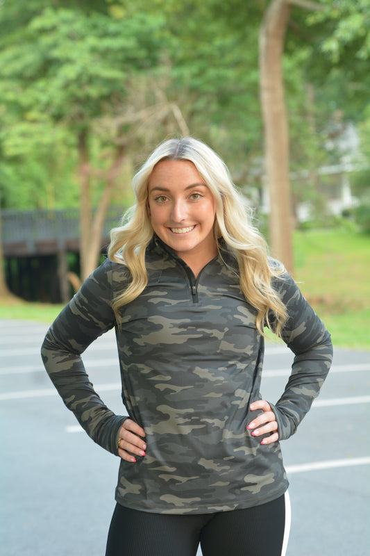 Crossover Camo Athletic Zip Top