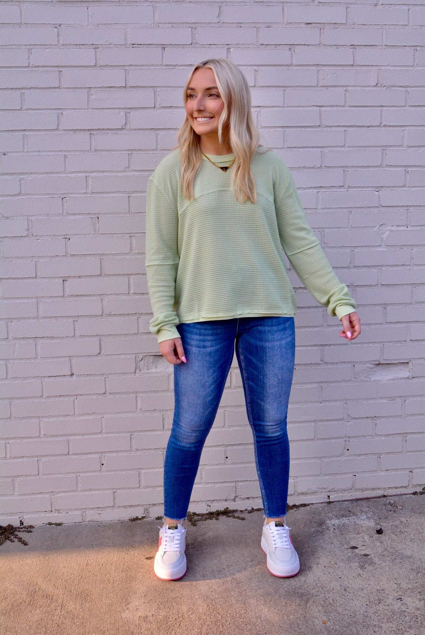 Honeydew Relaxed Waffle Top