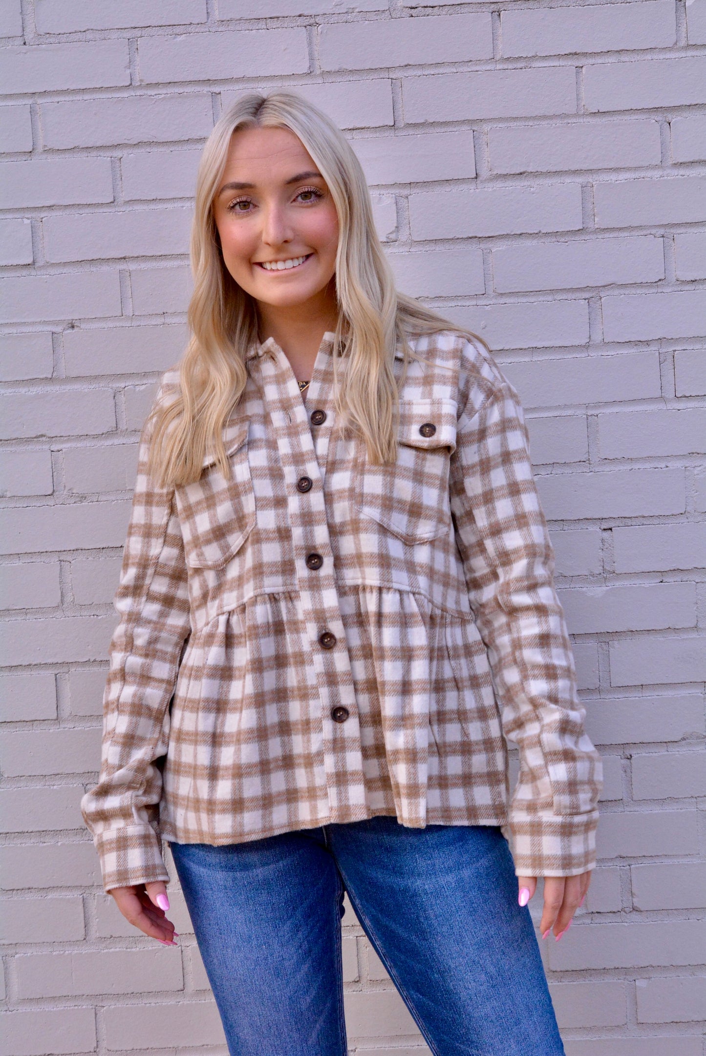 Peplum Plaid Top