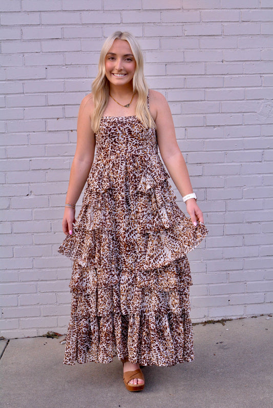 Brown Multi Printed Maxi Dress