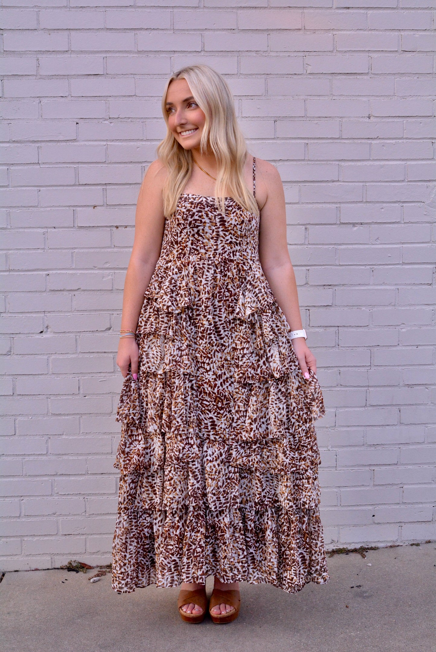 Brown Multi Printed Maxi Dress