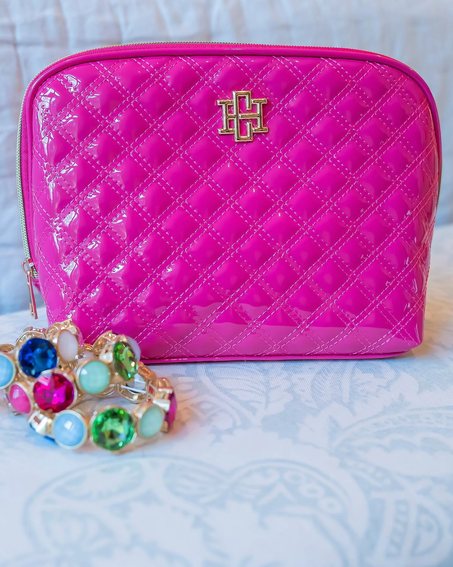 Capri Large Pouch | Hot Pink Patent