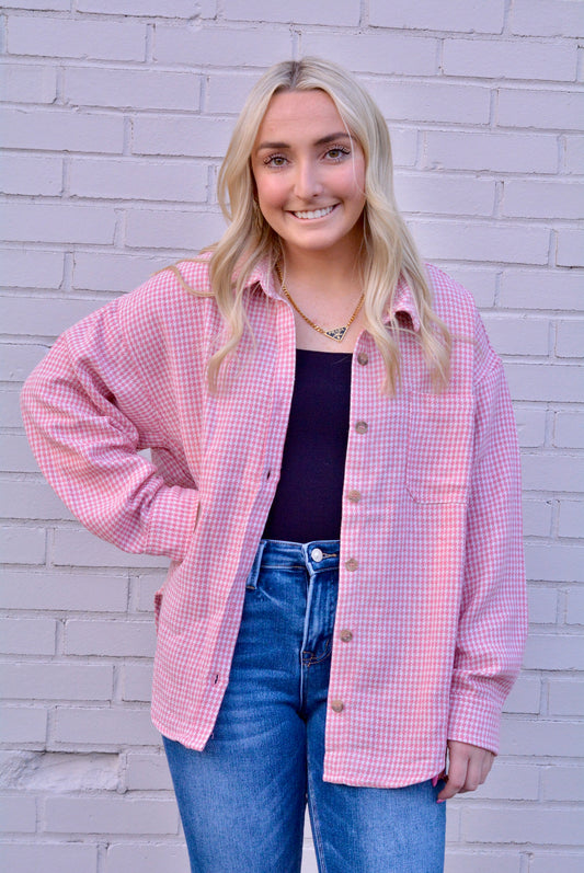 Pink Checkered Button Up