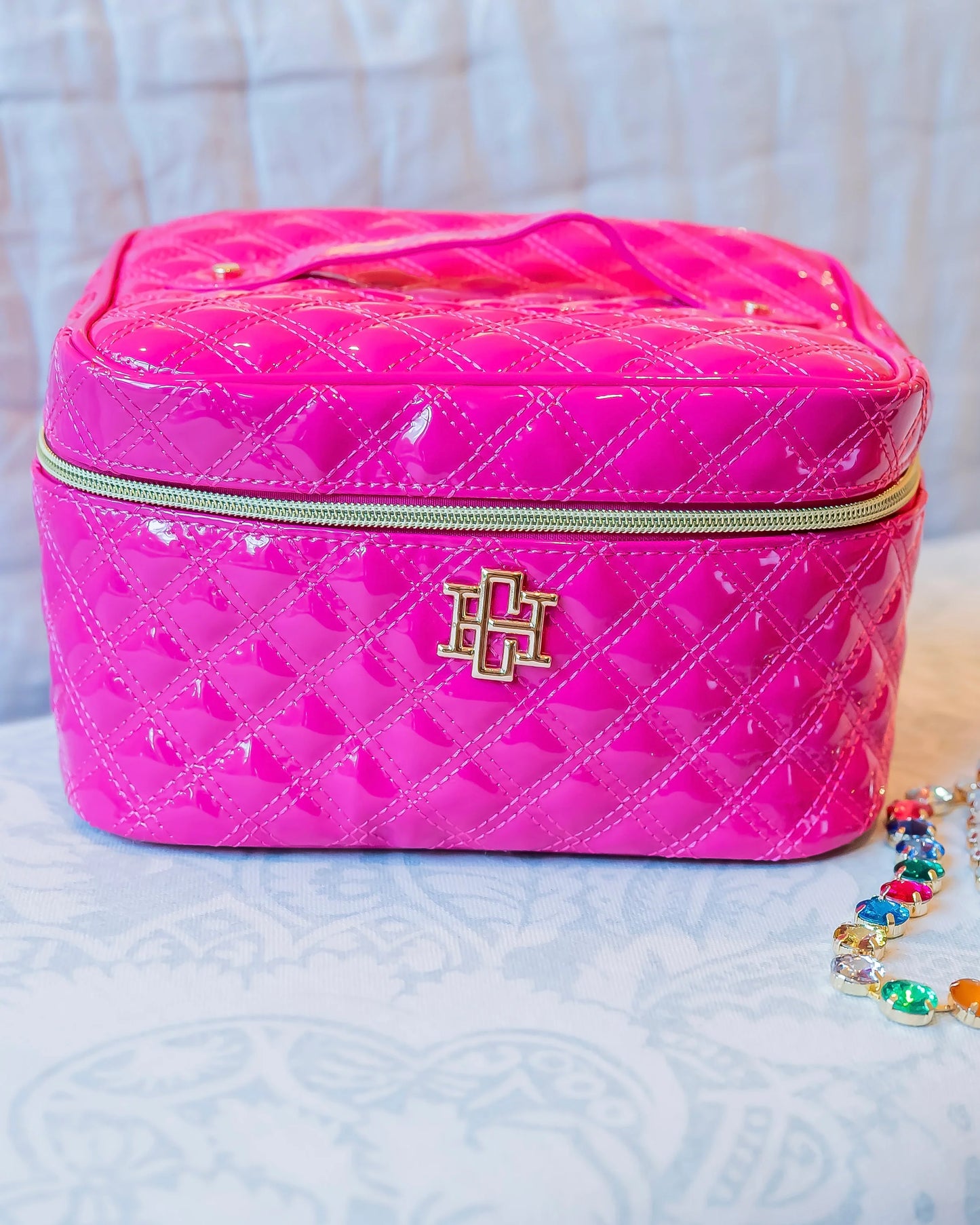 Hampton Train Case | Hot Pink Patent