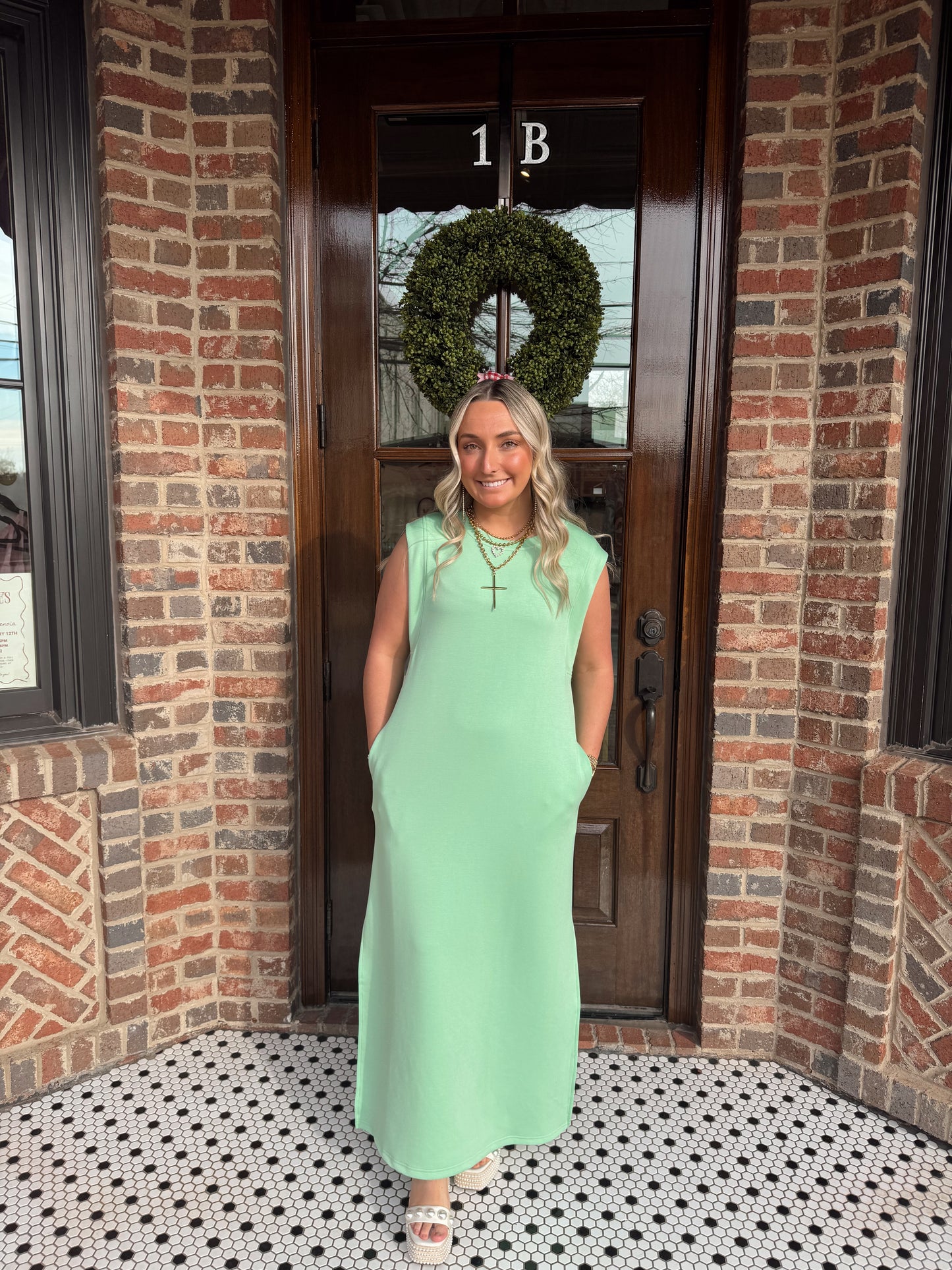 Mint Jersey Knit Midi Dress
