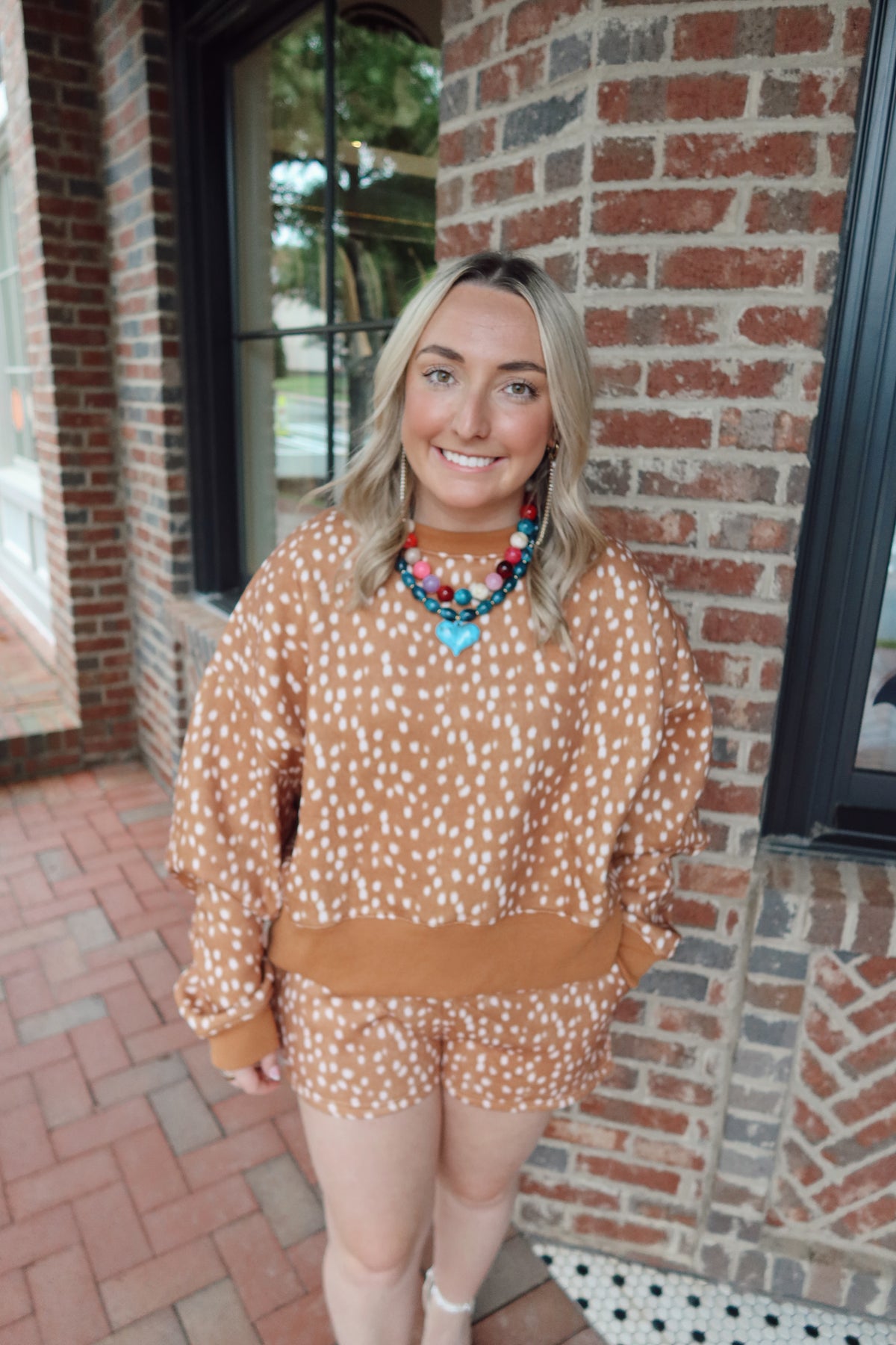 Deer Print Sweatshirt & Short Set