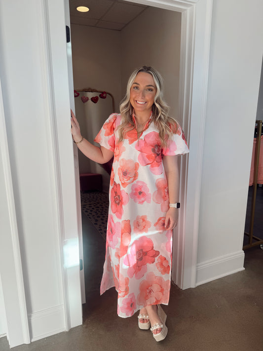 Pink Floral Maxi Dress
