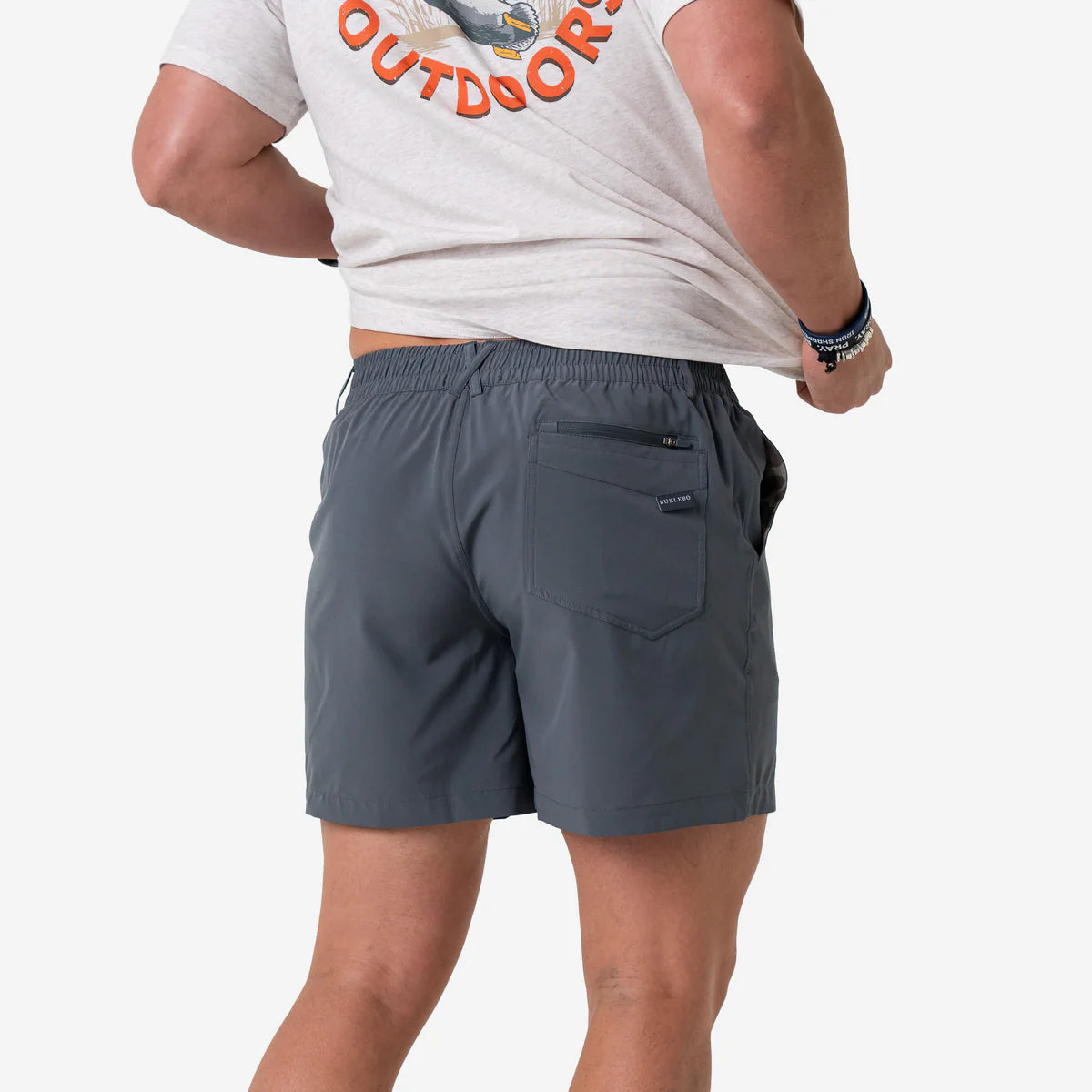 Burlebo Everyday Shorts | River Rock Grey - Deer Camo Pocket