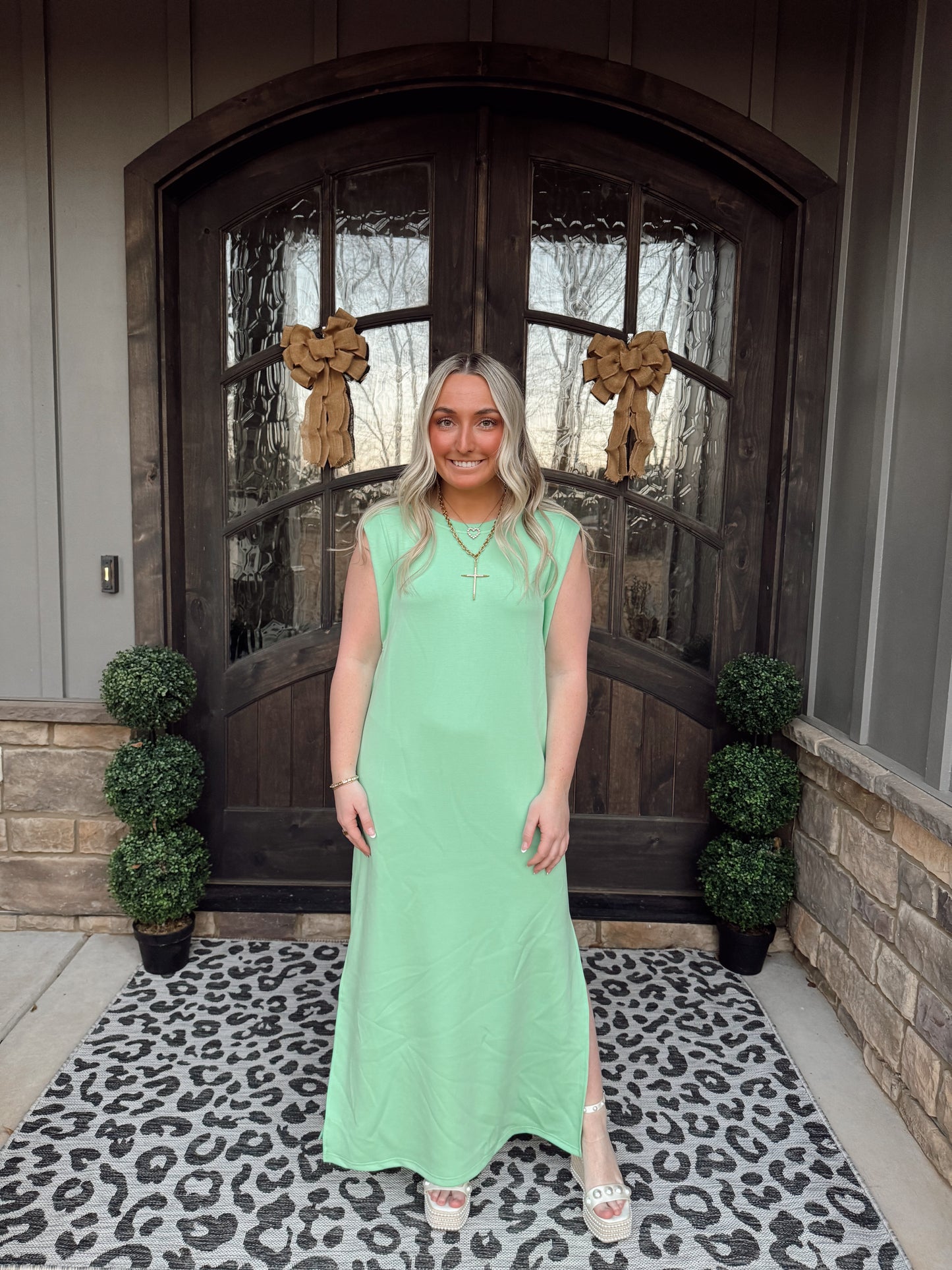 Mint Jersey Knit Midi Dress