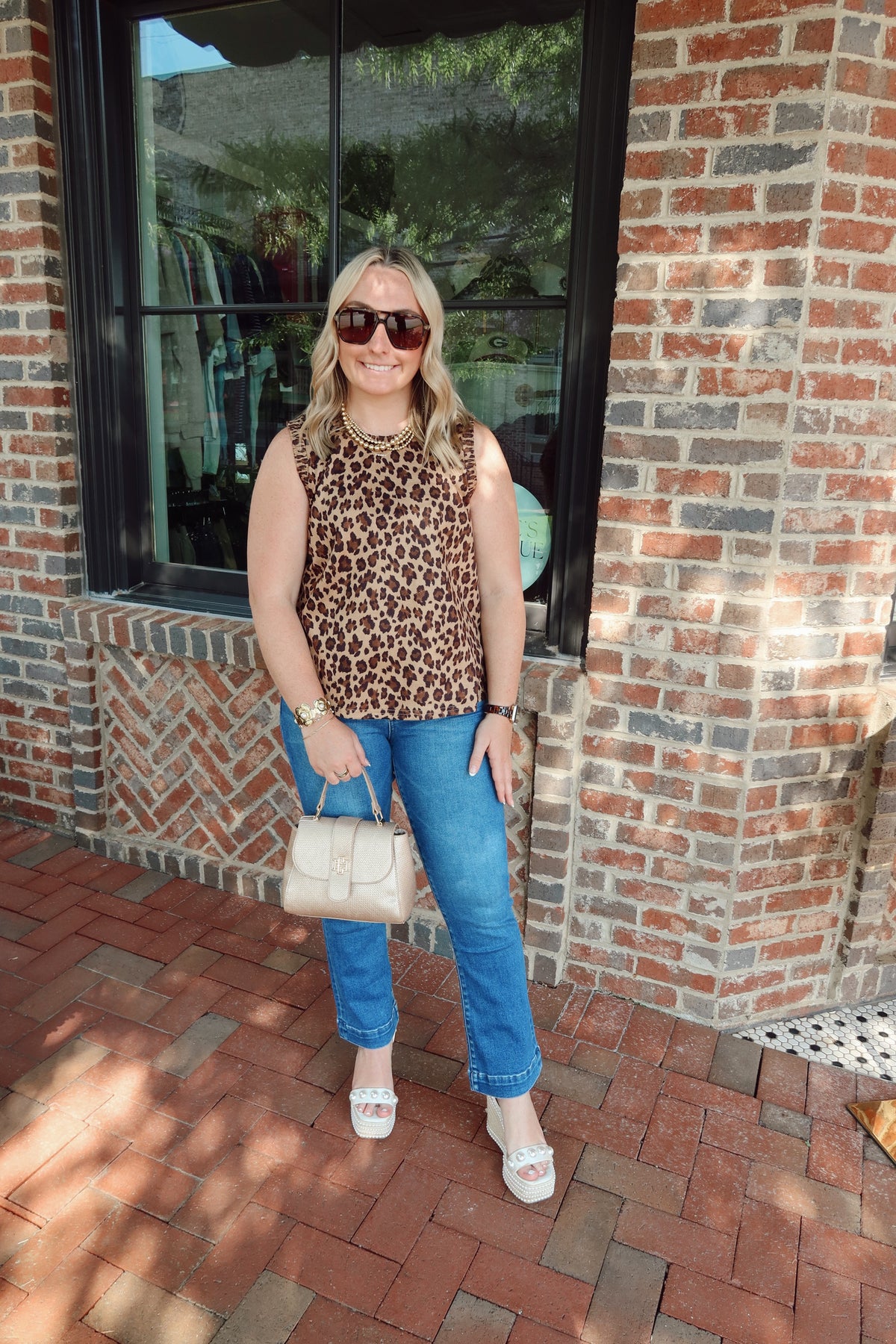 Leopard Faux Suede Smocked Edge Top