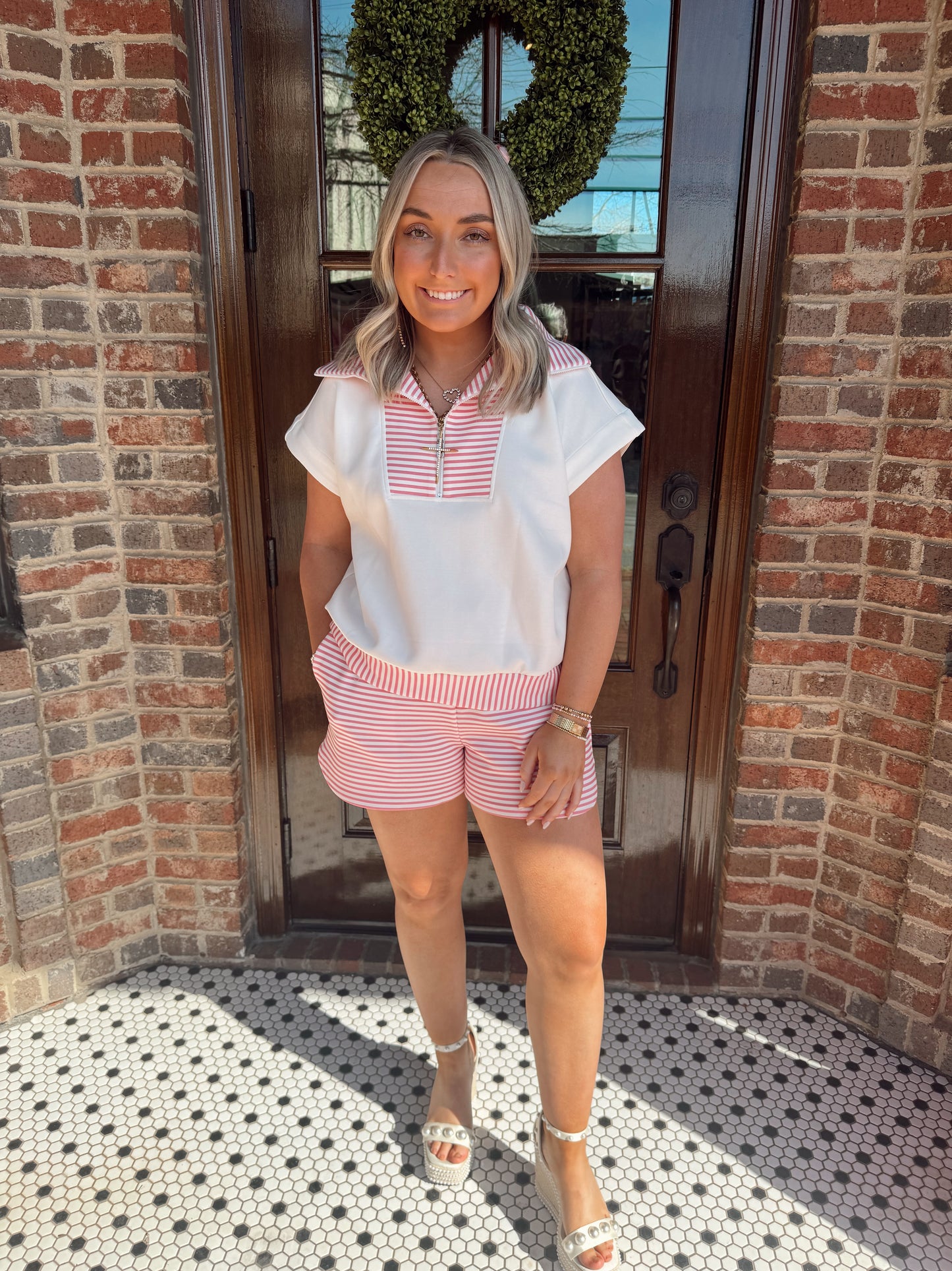 Pink Striped Athleisure Set
