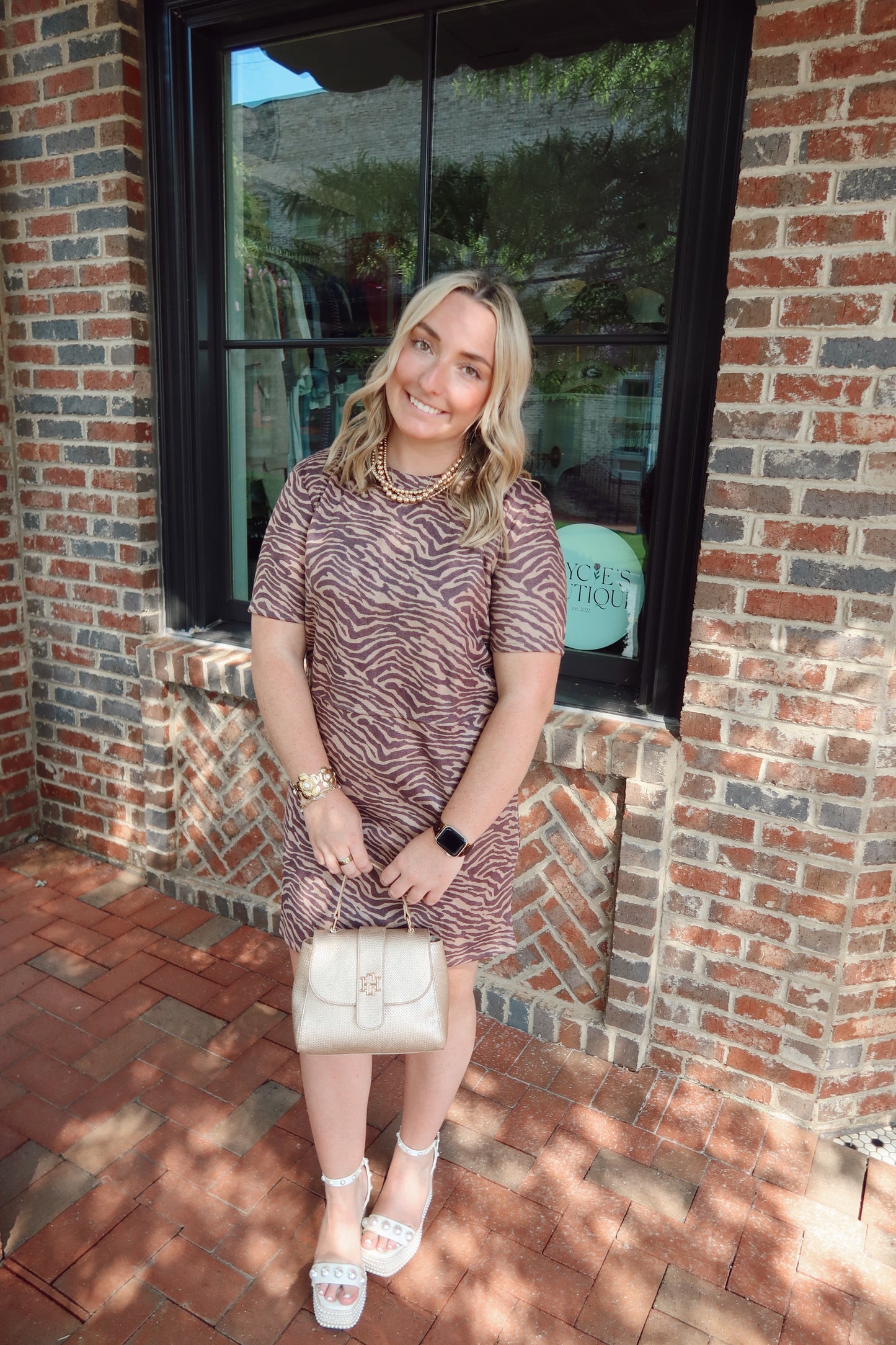 Animal Print Faux Suede Shift Dress