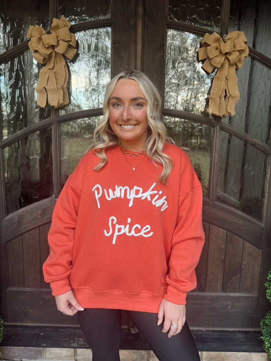 Pumpkin Spice Chenille Yarn Crew Neck