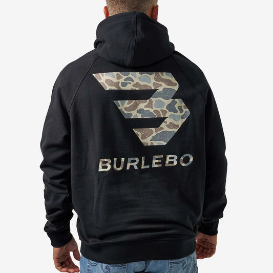 Burlebo Fleece Hoodie | Camo Flying B | Black