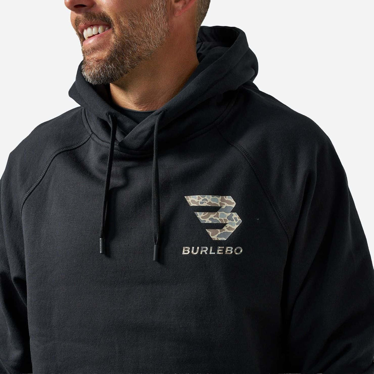 Burlebo Fleece Hoodie | Camo Flying B | Black