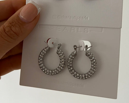 Diamond Silver Hoops