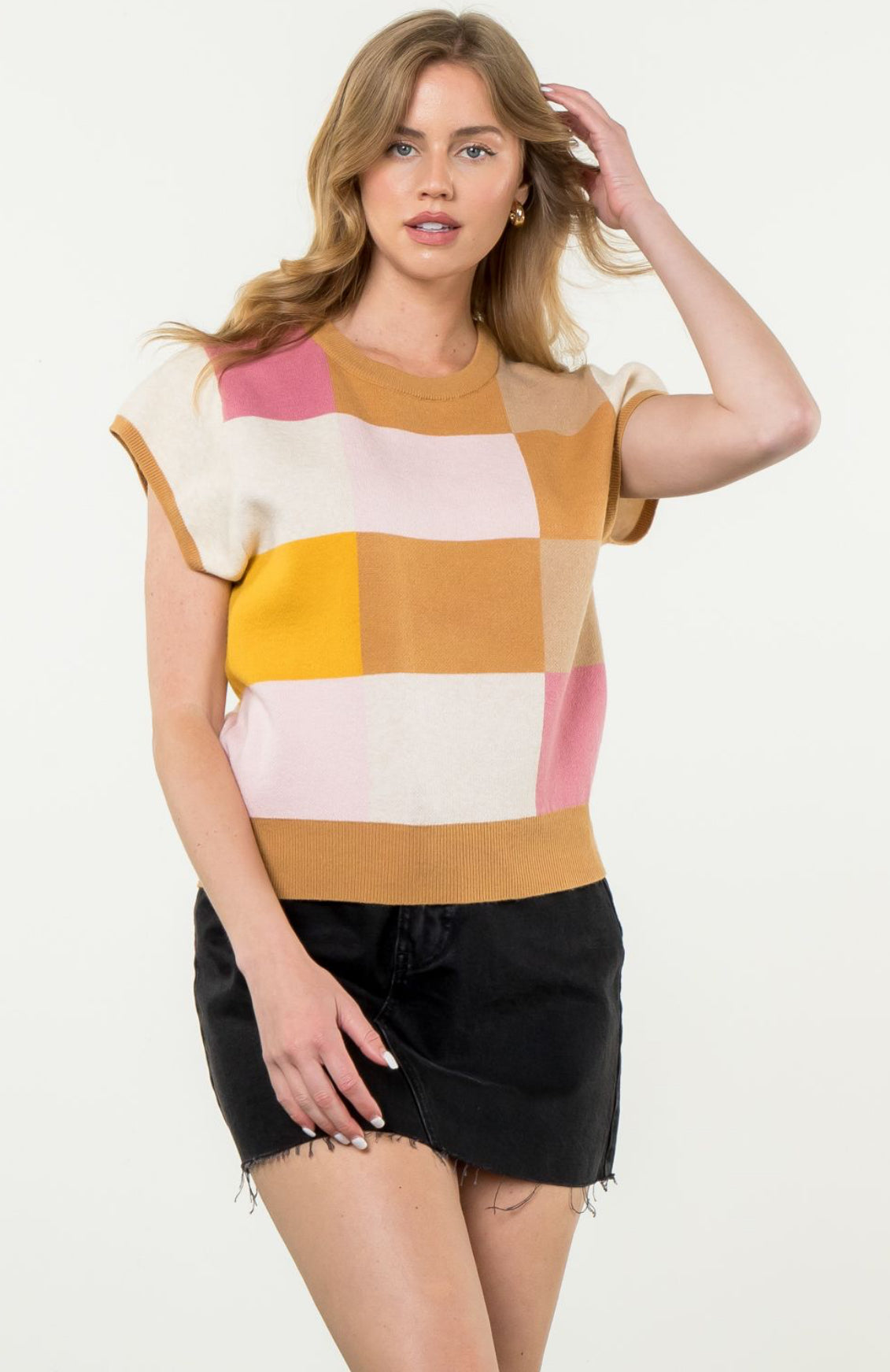 Stephanie Multi Color Checkered Kit Top