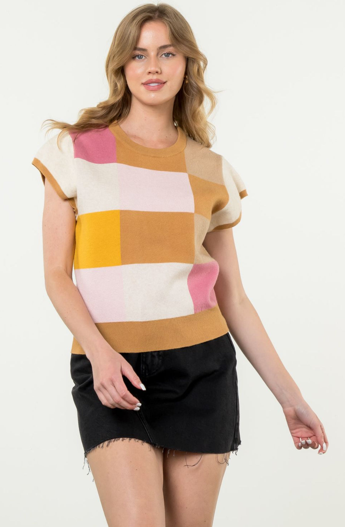 Stephanie Multi Color Checkered Kit Top