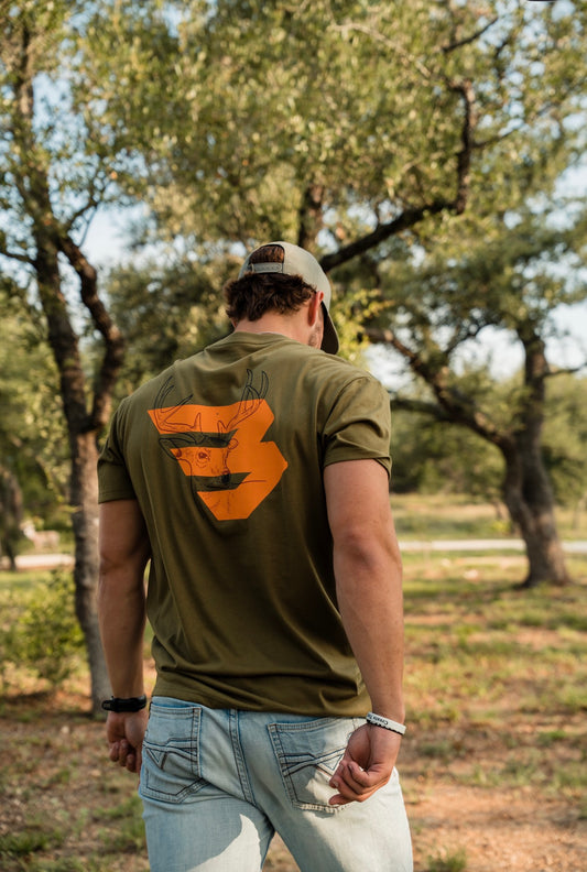 Burlebo Short Sleeve Tee | Deer Flying B | Hunter Green