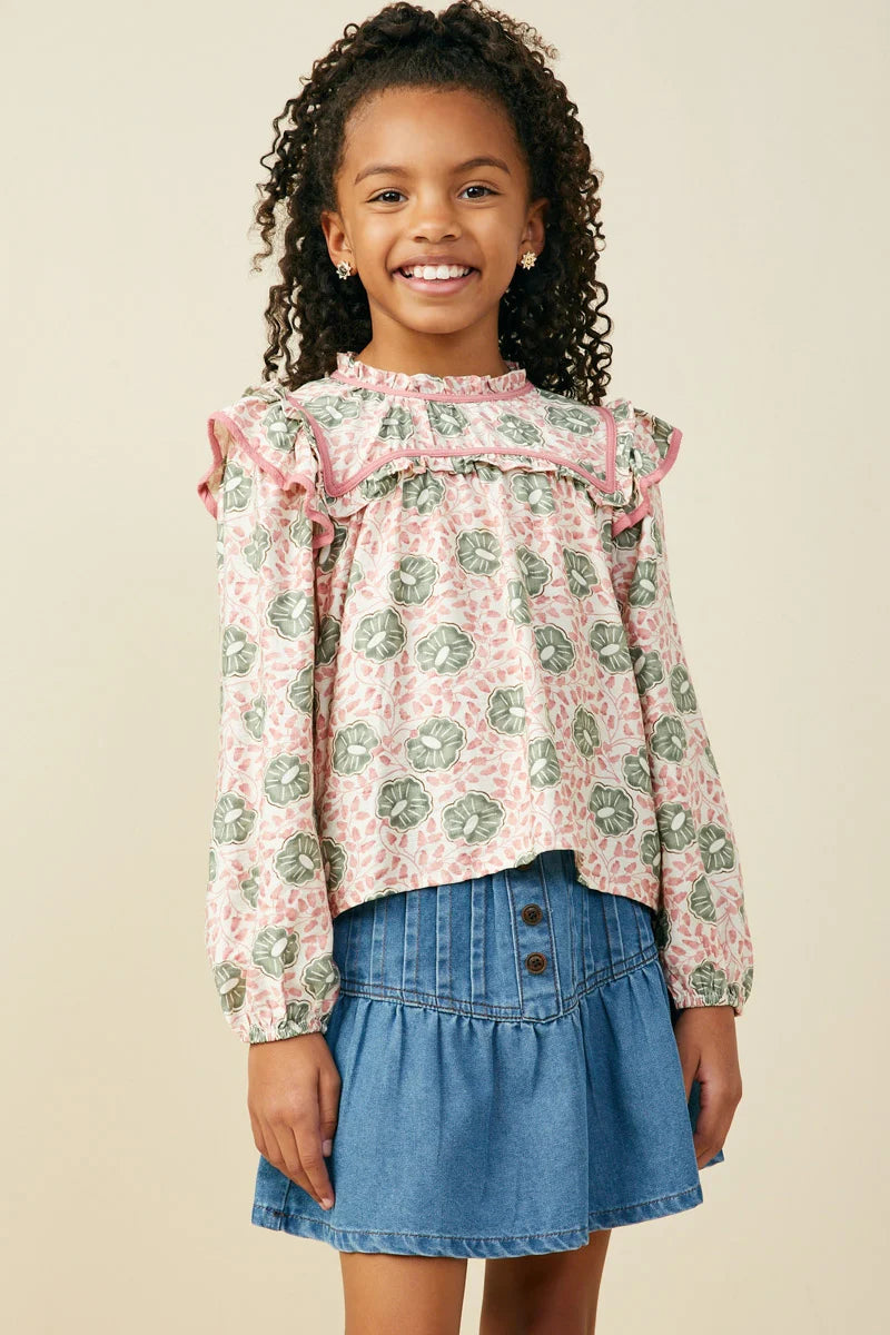 Ivy Pink & Green Ruffle Top