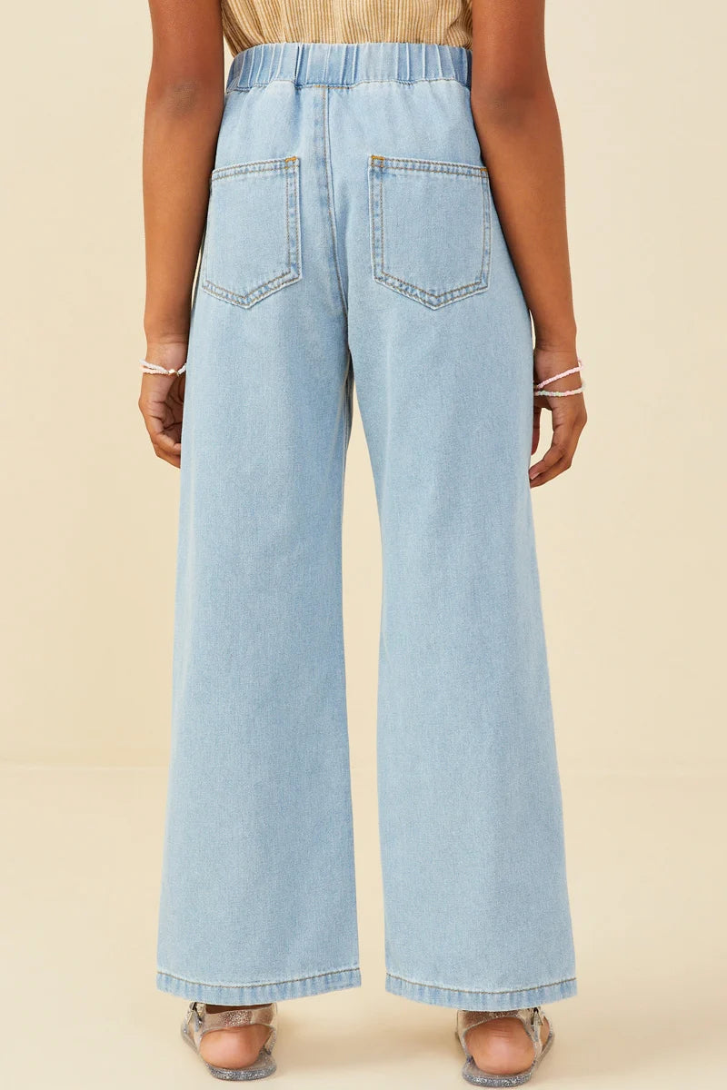 Emily Wide Leg Drawstring Denim Pants