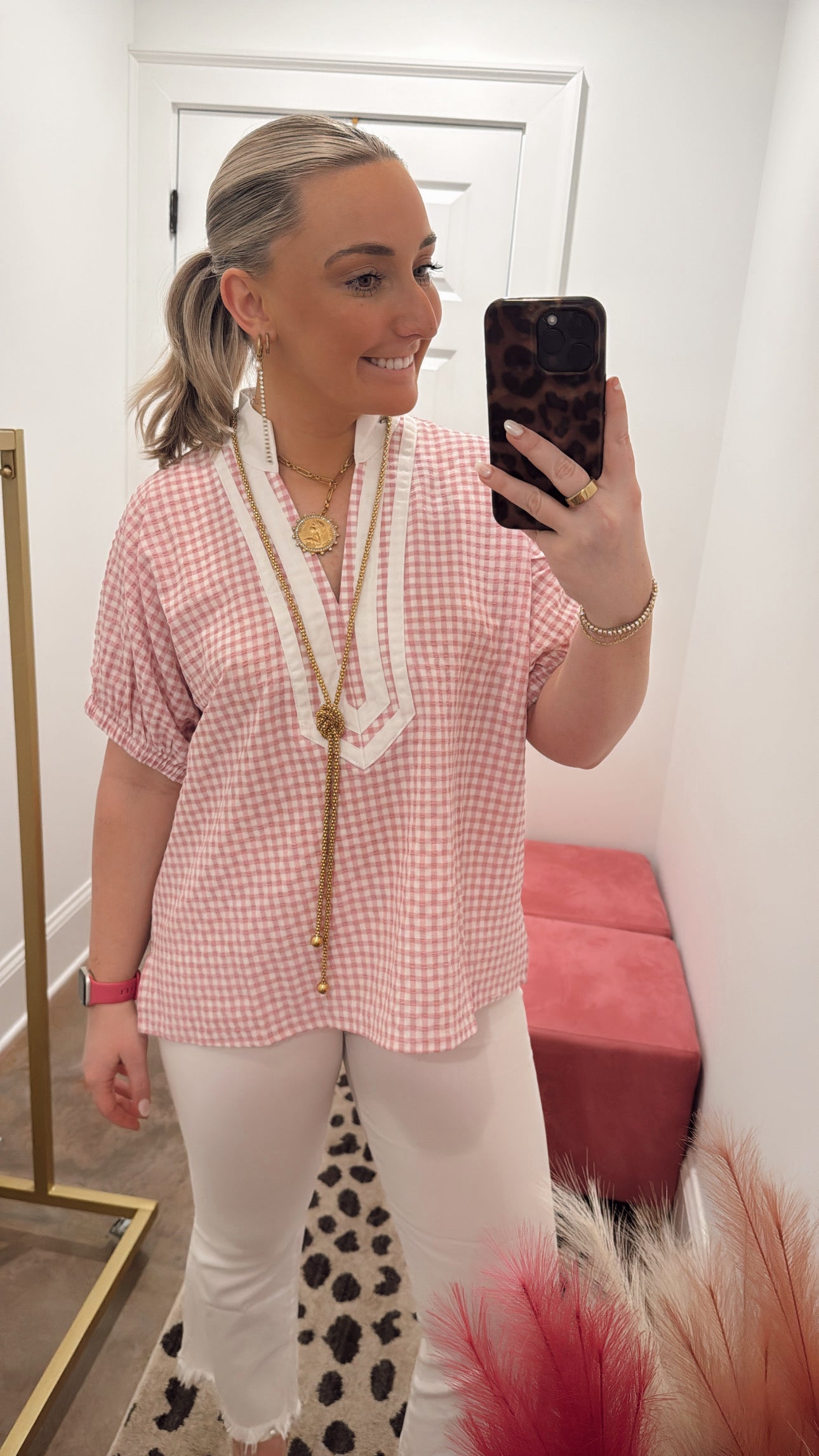 Savannah Pink Gingham Top