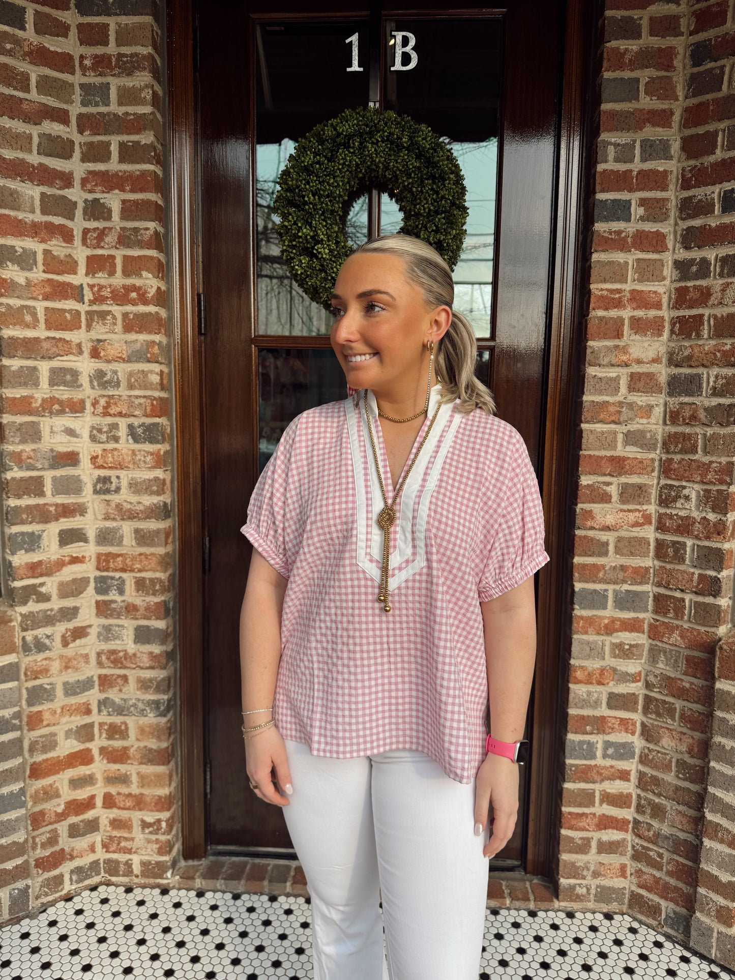 Savannah Pink Gingham Top