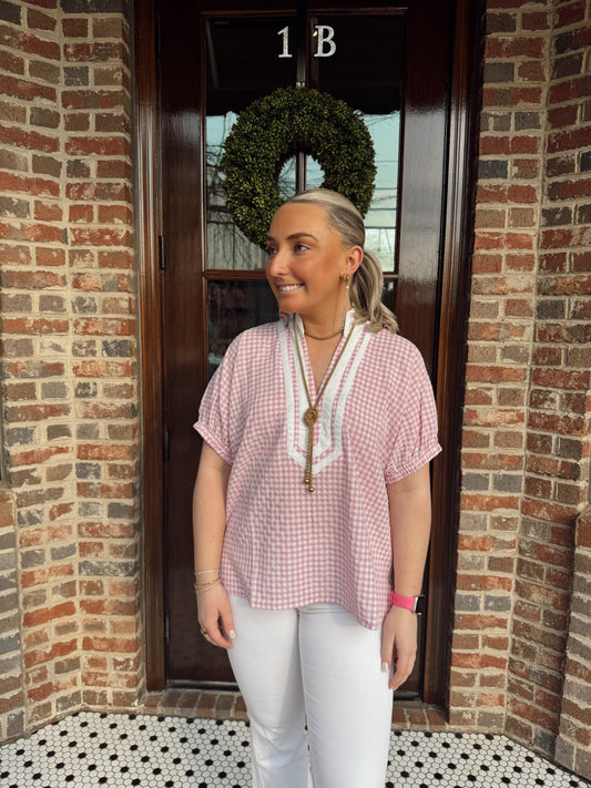 Savannah Pink Gingham Top