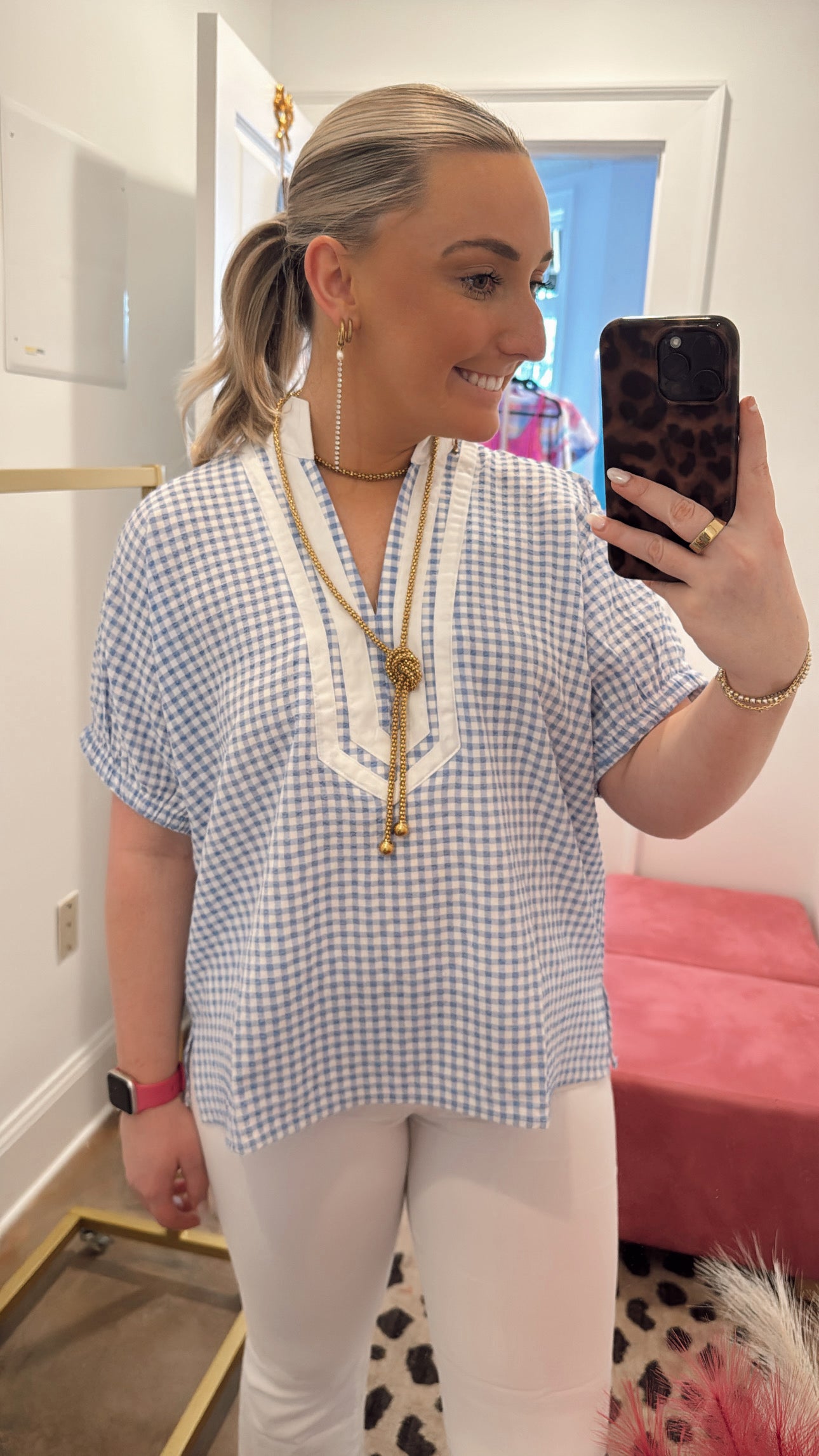 Savannah Blue Gingham Top