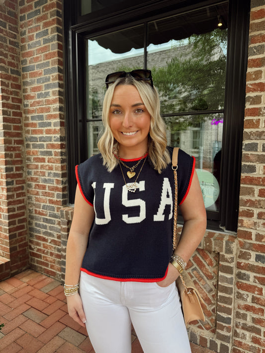 Navy USA Sweater Top