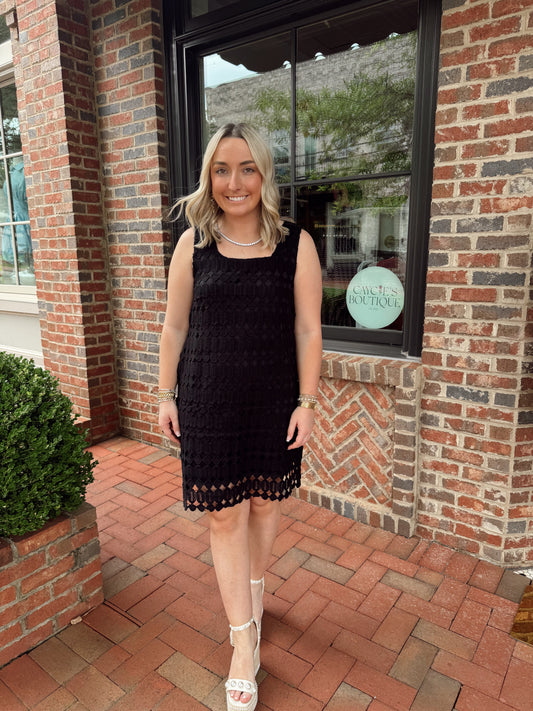 Black Crochet Mini Dress