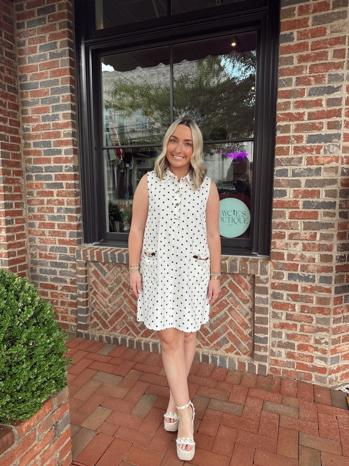 Polka Dot Horsebit Mini Dress