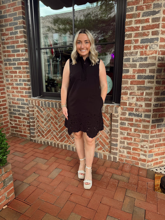 Black Eyelet Mini Dress