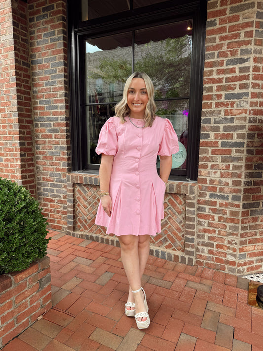 Elsie Puff Sleeve Button Down Dress
